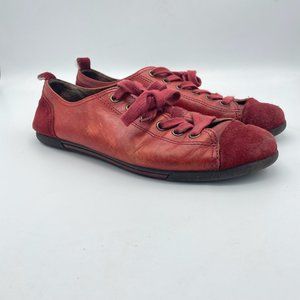 Kork Ease Womens Leather Sneakers Size 39 Red Lace Up Suede Comfort Round Toe